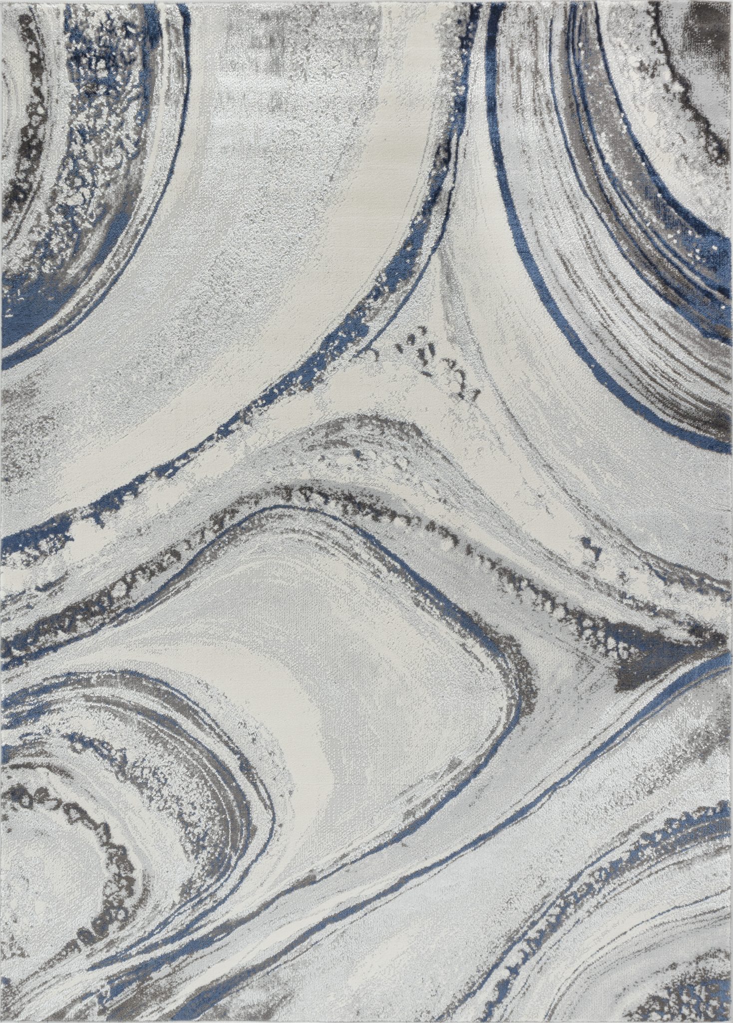 NAVY BLUE SILVER GREY MARBLE SHIMMER SHEEN EFFECT MODERN RUG SILKY SOFT