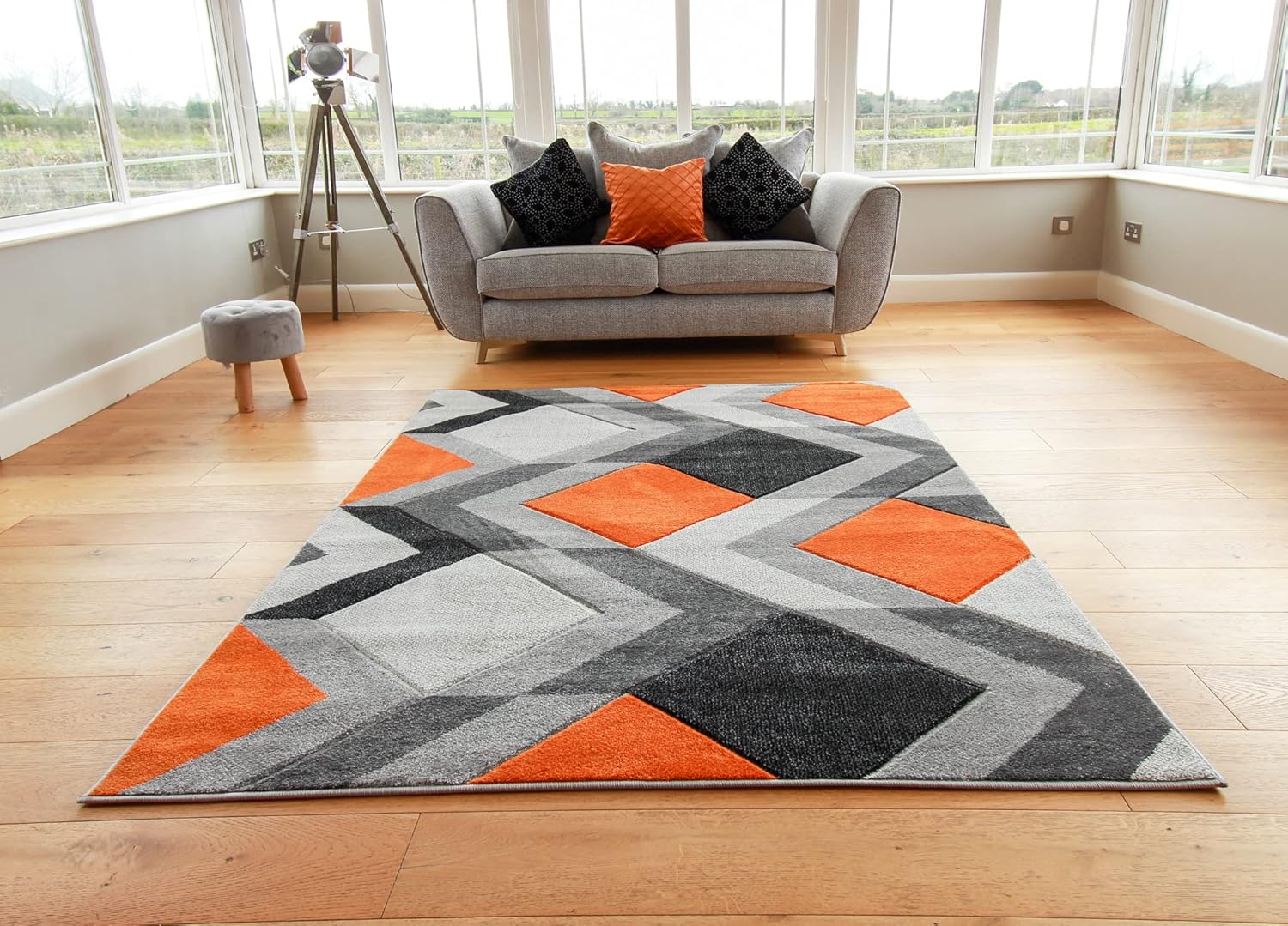 ORANGE GREY GEO DESIGN MILANO RUG
