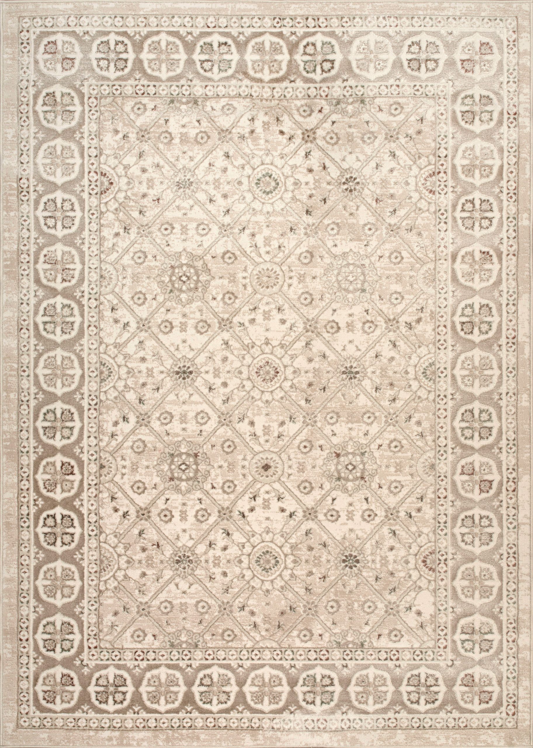Regency Traditional Beige Mosaic Tile Design Area Rug