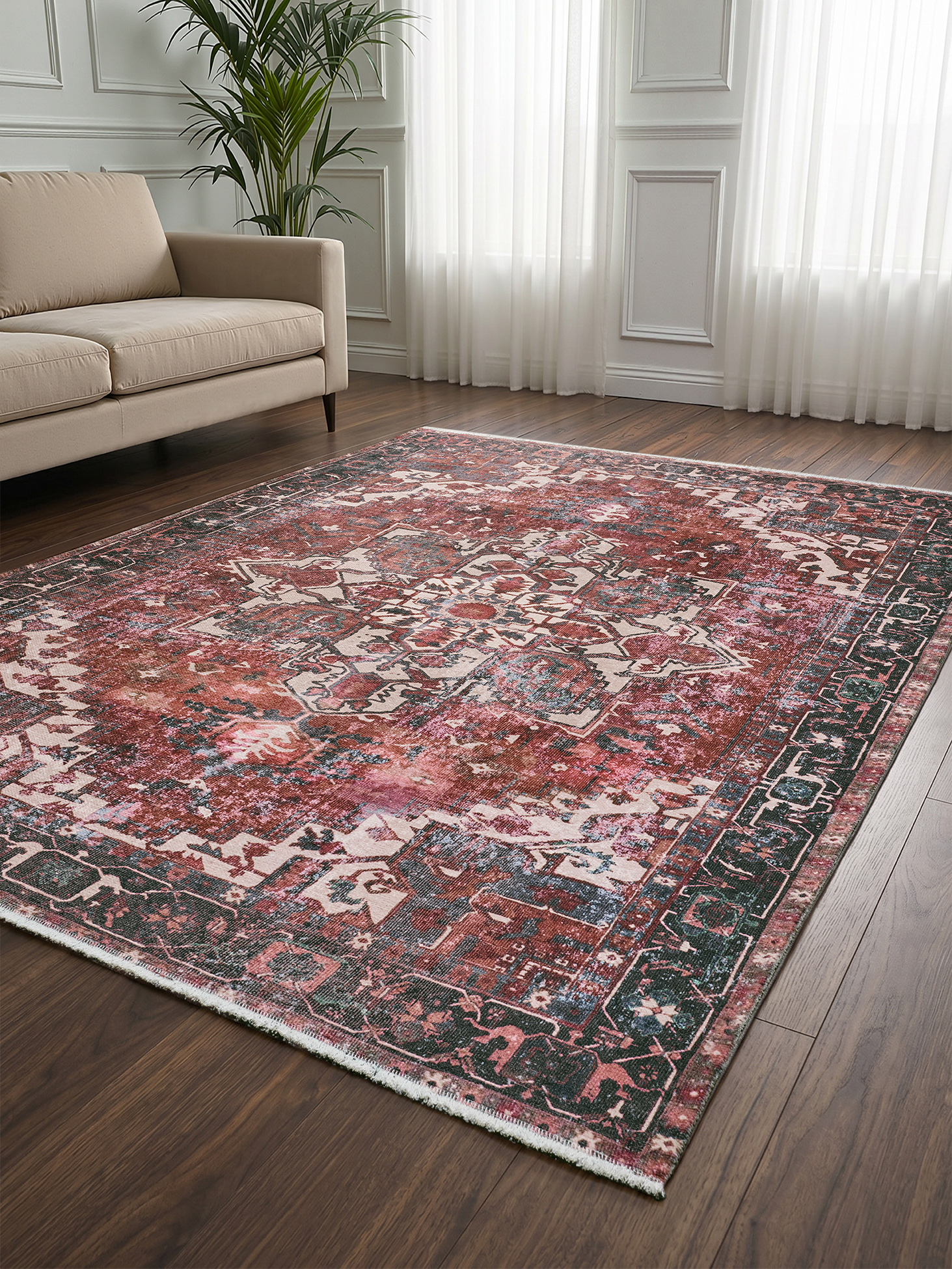 Traditional Rug – Recycled Cotton Flatwoven Rug | Stain Resistant